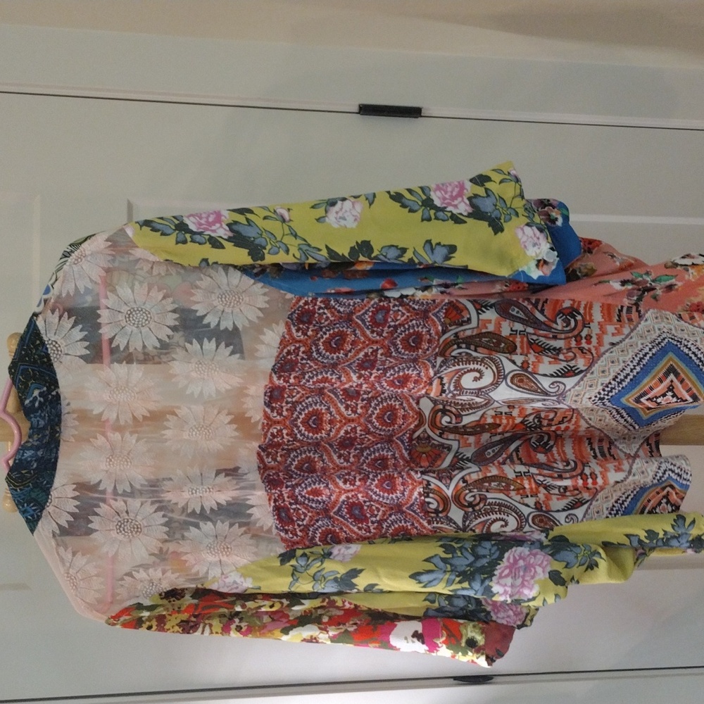 Multi Colored Patchwork Pattern Kimono Jacket - image 3